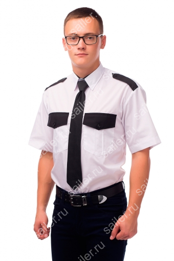Рубашка охранника с черной отделкой под заправку, с коротким рукавом - Sailer