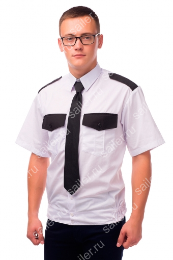 Рубашка охранника с черной отделкой на резинке, с коротким рукавом - Sailer