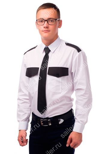 Рубашка охранника с черной отделкой под заправку, с длинным рукавом - Sailer