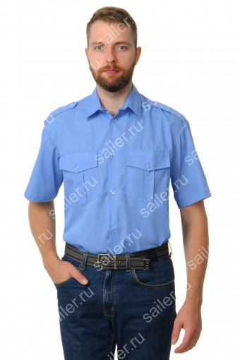 Рубашка охранника в заправку короткий рукав (Голубой) - Sailer