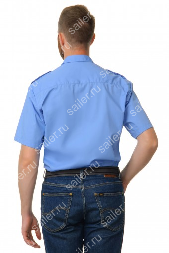 Рубашка охранника в заправку короткий рукав (Голубой) (Фото 2)